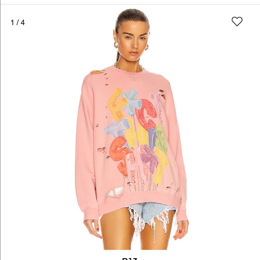 R13 F*CK This SH*T oversized crew neck sweatshirt pink  BNWT Size XS